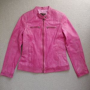 DANIER Pink Cropped Leather Jacket, Sz M